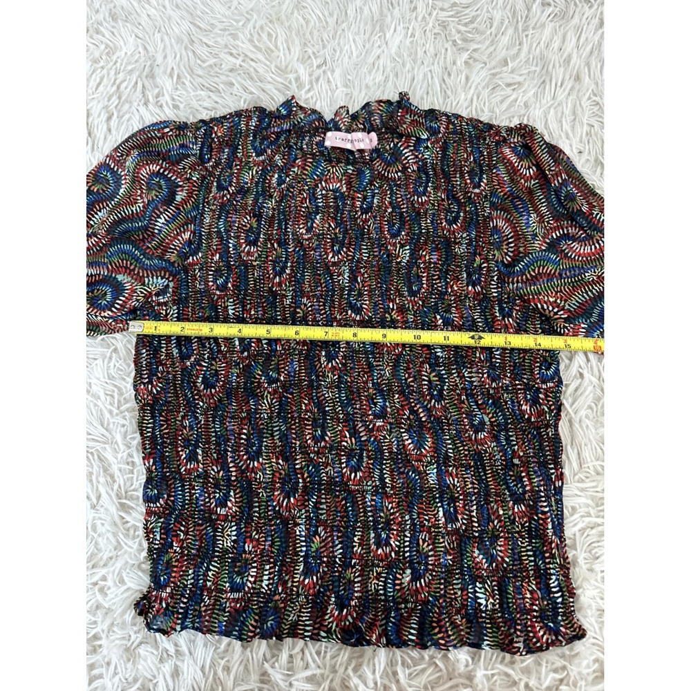 Traffic People Smocked Peasant Blouse Abstract Print Puff Sleeve Women Small - Picture 5 of 7